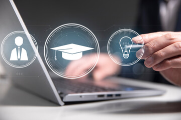 e-learning education concept on the laptop computer
