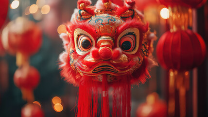 Fototapeta premium Traditional Chinese New Year decorations with cultural symbols for the festive season