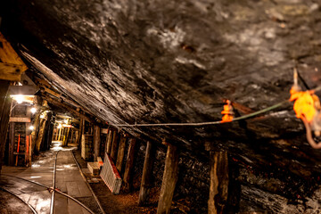 Dark mining shaft in the underground Lackawanna Coal Mine Tour at McDade Park.