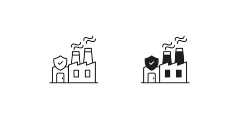 Factory Plant  set icon with white background vector stock illustration