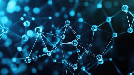 Network structure chemical bonds in molecular level of lines and points, dots and connections