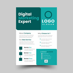 Plain green color Natural shape A4 size Creative Corporate Business flyer or Brochure template design for Marketing