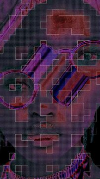 Futuristic Abstract Portrait with Digital Stretch and Glitch Effects