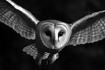 A Barn Owl in Flight Majestically Soaring