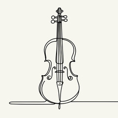 Cello in minimalist line art style, AI Generation
