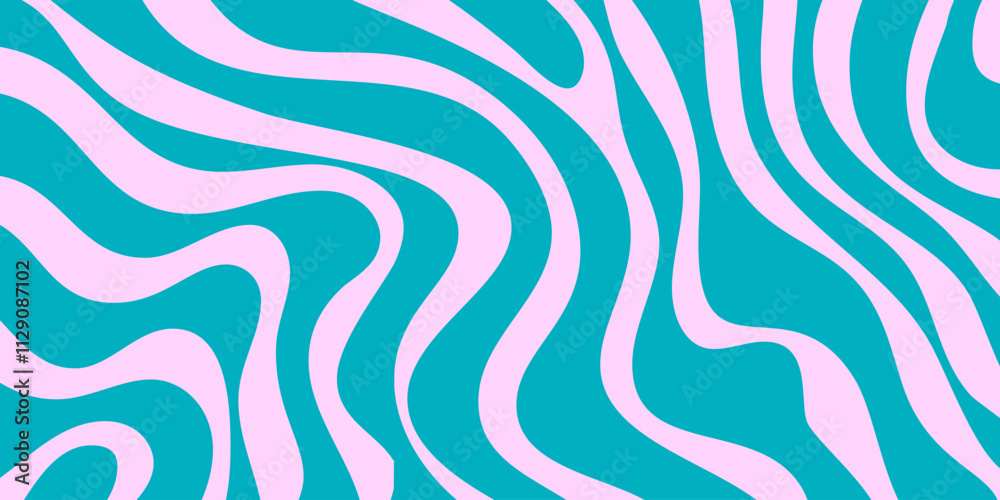 Leinwandbilder Abstract Trippy Lines Pattern. Cool Groovy Retro Texture. Psychedelic Wavy Illustration. Geometric Funky Vintage Vector Backdrop.