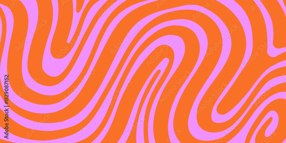 Leinwandbilder Abstract Trippy Lines Pattern. Cool Groovy Retro Texture. Psychedelic Wavy Illustration. Geometric Funky Vintage Vector Backdrop.