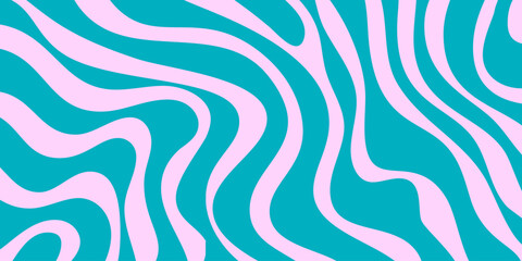 Abstract Trippy Lines Pattern. Cool Groovy Retro Texture. Psychedelic Wavy Illustration. Geometric Funky Vintage Vector Backdrop.