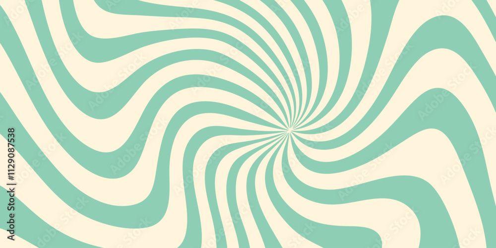 Poster Cool Groovy Sun Rays Texture. Psychedelic Abstract Pattern Illustration. Retro Shine Background.