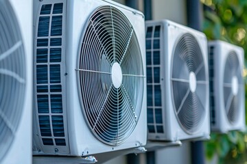 Efficient HVAC Units Air Conditioning System Exterior Closeup