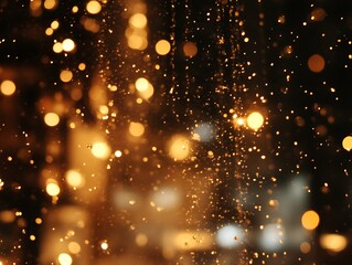 Obraz premium Golden Bokeh Lights And Water Droplets Sparkle
