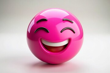 Fototapeta premium Playful Pink Face Emoji with Winking Expression and Cheeky Smile Against White Backdrop for Flirtatious and Fun Product Photography