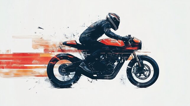 Speed Demon: Motorcycle Rider in Motion - A Captivating Digital Painting of a Thrilling Ride