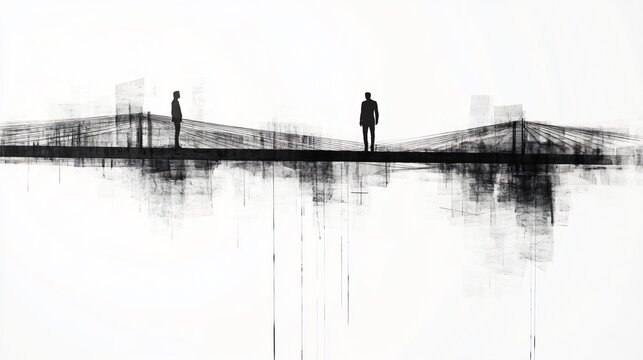 Two Figures on a Bridge: A Study of Distance and Connection in Abstract Art