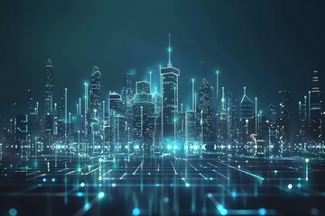 Futuristic Smart Cityscape Digital Network Technology