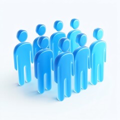 Blue 3D People Figures - Teamwork and Collaboration Concept
