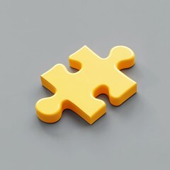 Obraz premium Yellow 3D Puzzle Piece on Gray Background