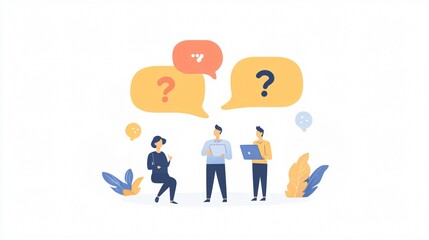 Professional Doubt Concept with Speech Bubbles Question Marks