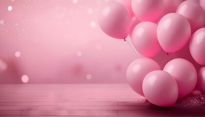 Festive pink balloons background copy space
