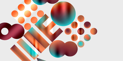 Simple shapes - circles, triangles, rectangles abstract background. Vector Illustration For Wallpaper, Banner, Background, Card, Book Illustration, landing page