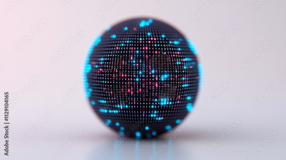 Wall mural digital sphere: a futuristic concept of a sphere composed of interconnected data points, with vibran