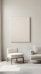 Minimalist Modern Interior Design with Empty Canvas and Comfortable Furniture