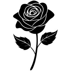 Elegant Silhouette of a Single Rose &ndash; Minimalist Floral Vector Art