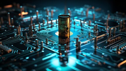 A computer chip is sitting on a circuit board