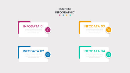 Business Infographic design template Vector with icons and 4 four options or steps. It can be used for process diagrams, presentations, workflow layouts, banners, flow charts, infographics