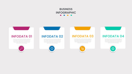 Business Infographic design template Vector with icons and 4 four options or steps. It can be used for process diagrams, presentations, workflow layouts, banners, flow charts, infographics