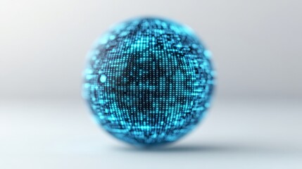 Cybernetic Orb: Abstract digital sphere pulsating with teal data streams, futuristic and enigmatic.  