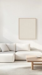 Minimalist Modern Living Room Interior Design with Empty Poster Frame