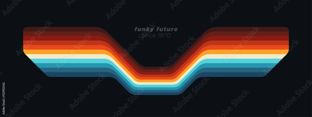 Poster simple abstract 1980's background design in futuristic retro style with colorful lines. vector illus