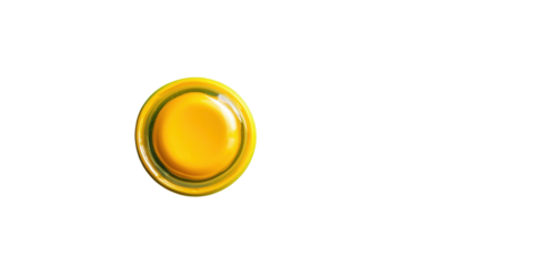 Bright yellow button design transparent background for creative projects isolated view art and graphic creation