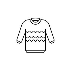 Cozy Sweater Outline Icon, comfortable clothes in cold weather.