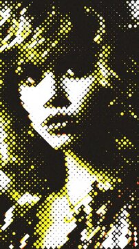 Halftone Abstract Portrait with Futuristic Pop Art Style