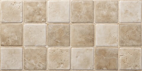 Naklejka premium Close-up of a beige tiled surface with a subtle variation in shade and texture, showcasing the intricate details of each square tile.