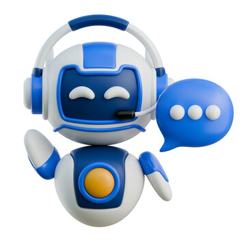 Friendly AI Chatbot Assistant: 3D Render of a Cute Robot Offering Help and Support