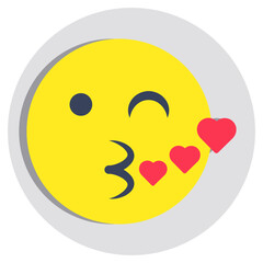 A creative design icon of kiss emoji
