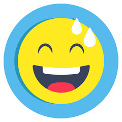 Editable flat rounded design of happy emoji