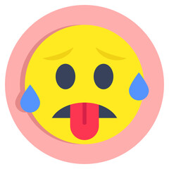 A flat rounded design icon of sweat face