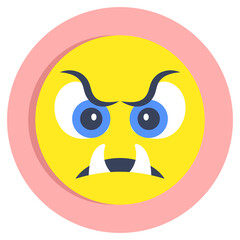 Conceptual flat rounded design icon of angry face