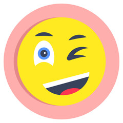 Vector design of winking emoji