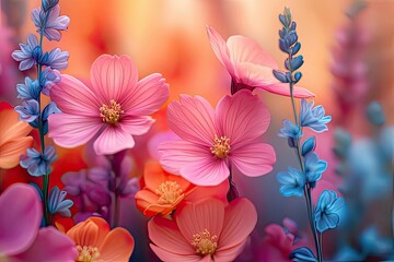 Colorful spring flowers create a vibrant tapestry of nature, showcasing delicate blooms in a dreamy garden setting. Generative AI