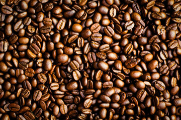 Roasted Coffee Beans background texture. 