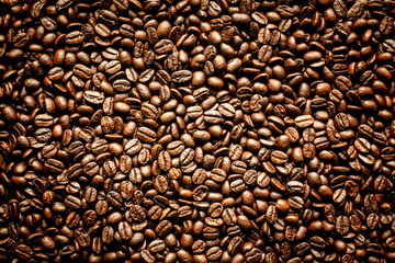 Roasted Coffee Beans background texture. 