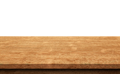 Empty top wood table isolated on white background used for display or montage your products