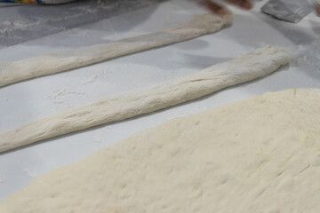 Preparing homemade dough for delicious dishes.