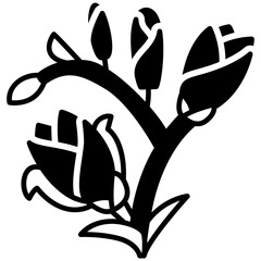 Freesia Flower Black fill