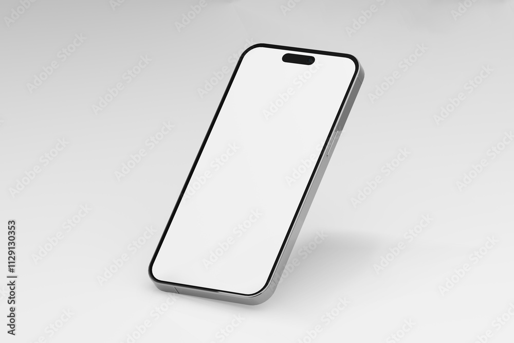 Aufkleber 3D ultra realistic render illustration high quality smartphone mockup with isolated background. Smart phone mockup collection. Device front view. 3D mobile phone with shadow on white background.
